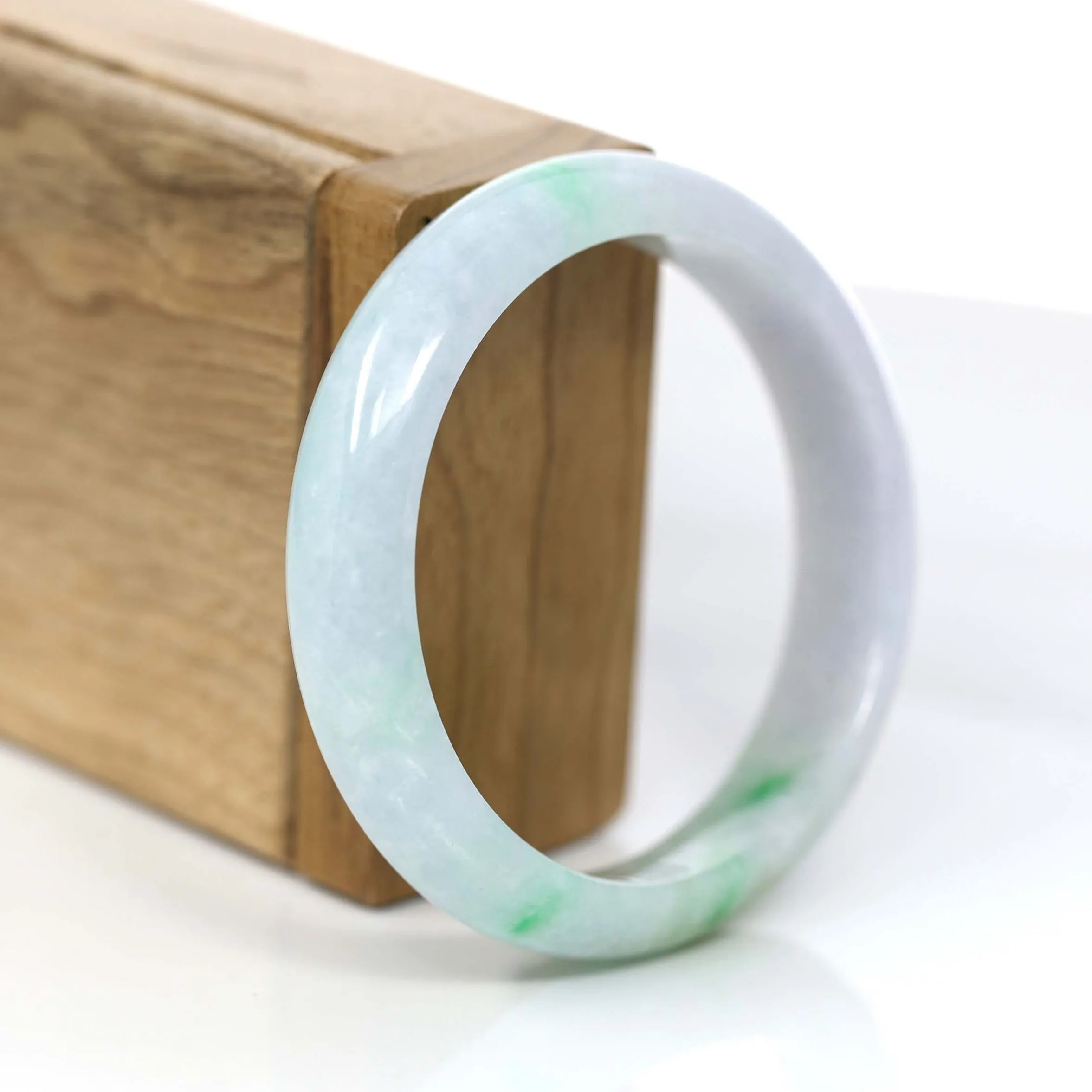 RealJade® Co. "Classic Bangle" Genuine Jadeite Jade Lavender & Green Bangle Bracelet (56.83mm)#371