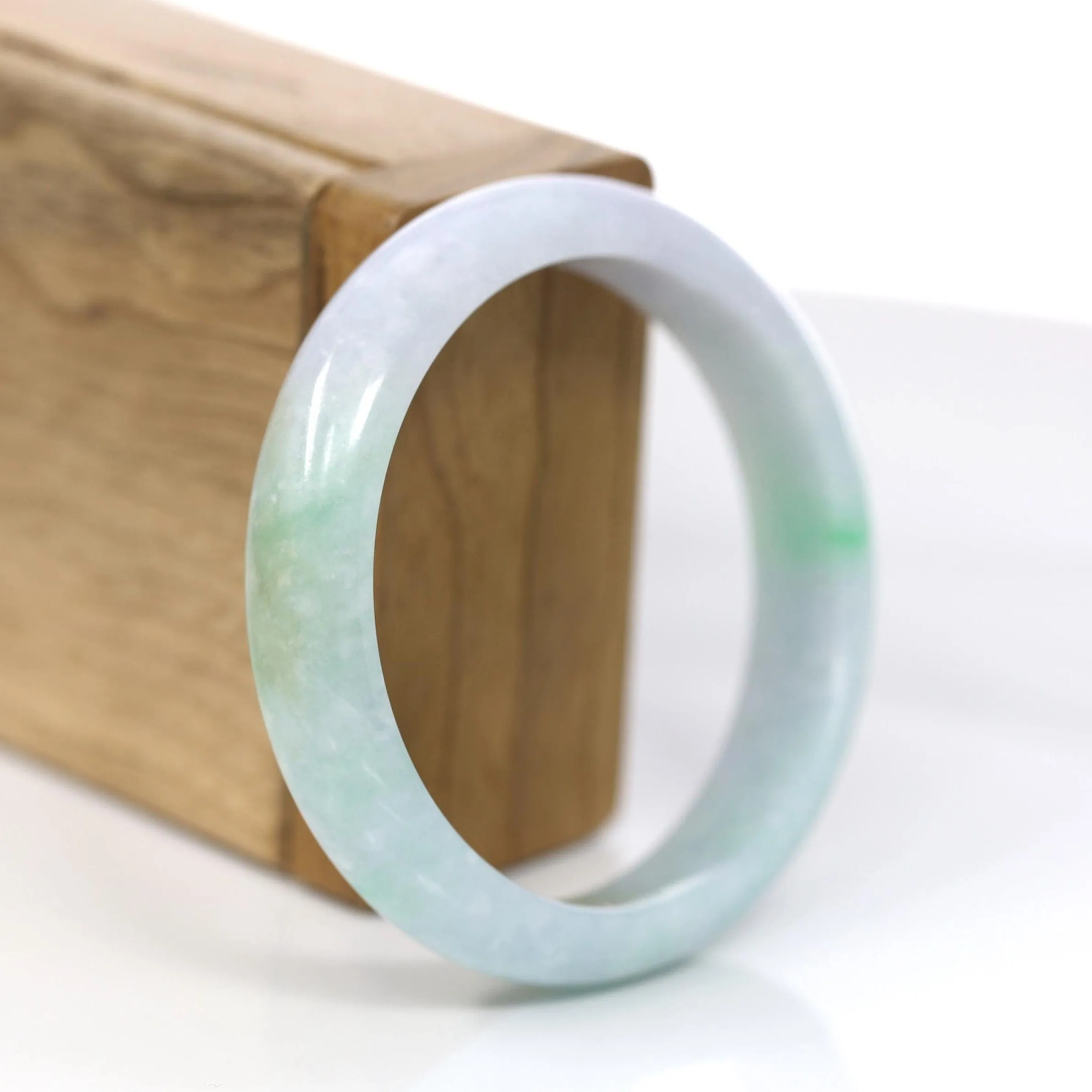 RealJade® Co. "Classic Bangle" Genuine Jadeite Jade Lavender & Green Bangle Bracelet (56.83mm)#371