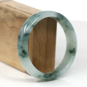 RealJade® Co. "Classic Bangle" Ice Blue Green Natural Burmese Jadeite Jade Bangle (62.42 mm) T178