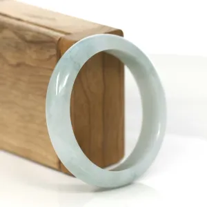 RealJade® Co. "Princess Half Round" Blue-Green Jadeite Jade Bangle Bracelet (56.07 mm) #797