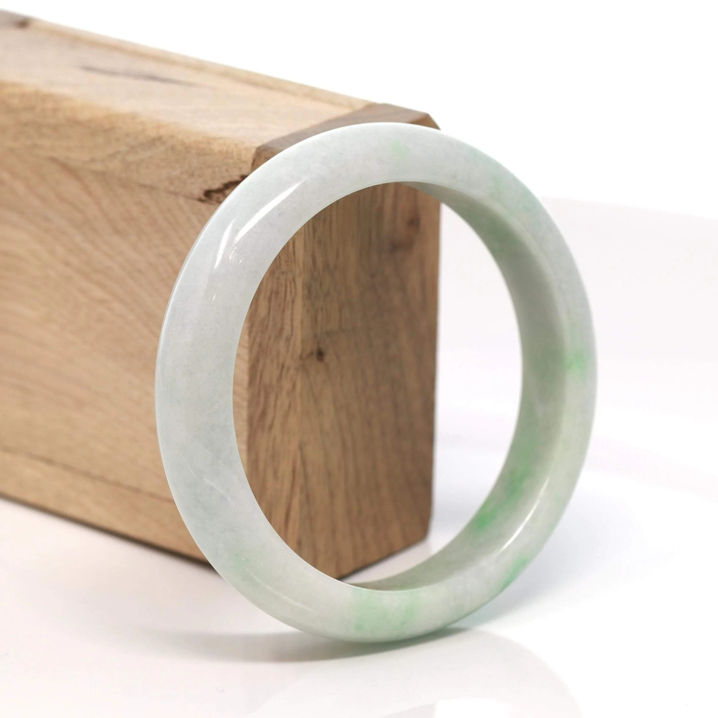 RealJade® "Classic Bangle" Genuine Burmese Green Jadeite Jade Bangle Bracelet (58.6 mm) #174