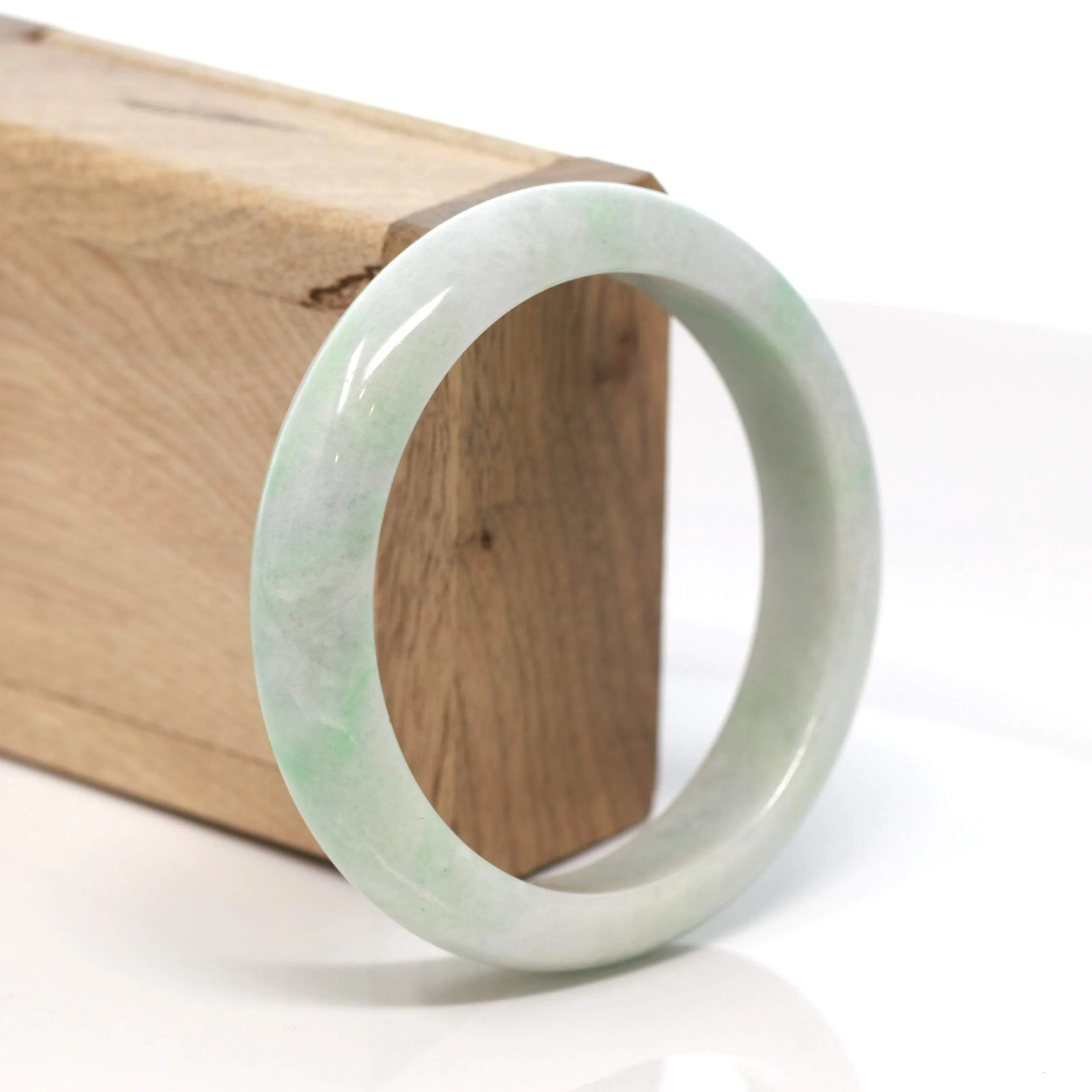 RealJade® "Classic Bangle" Genuine Burmese Green Jadeite Jade Bangle Bracelet (58.6 mm) #174