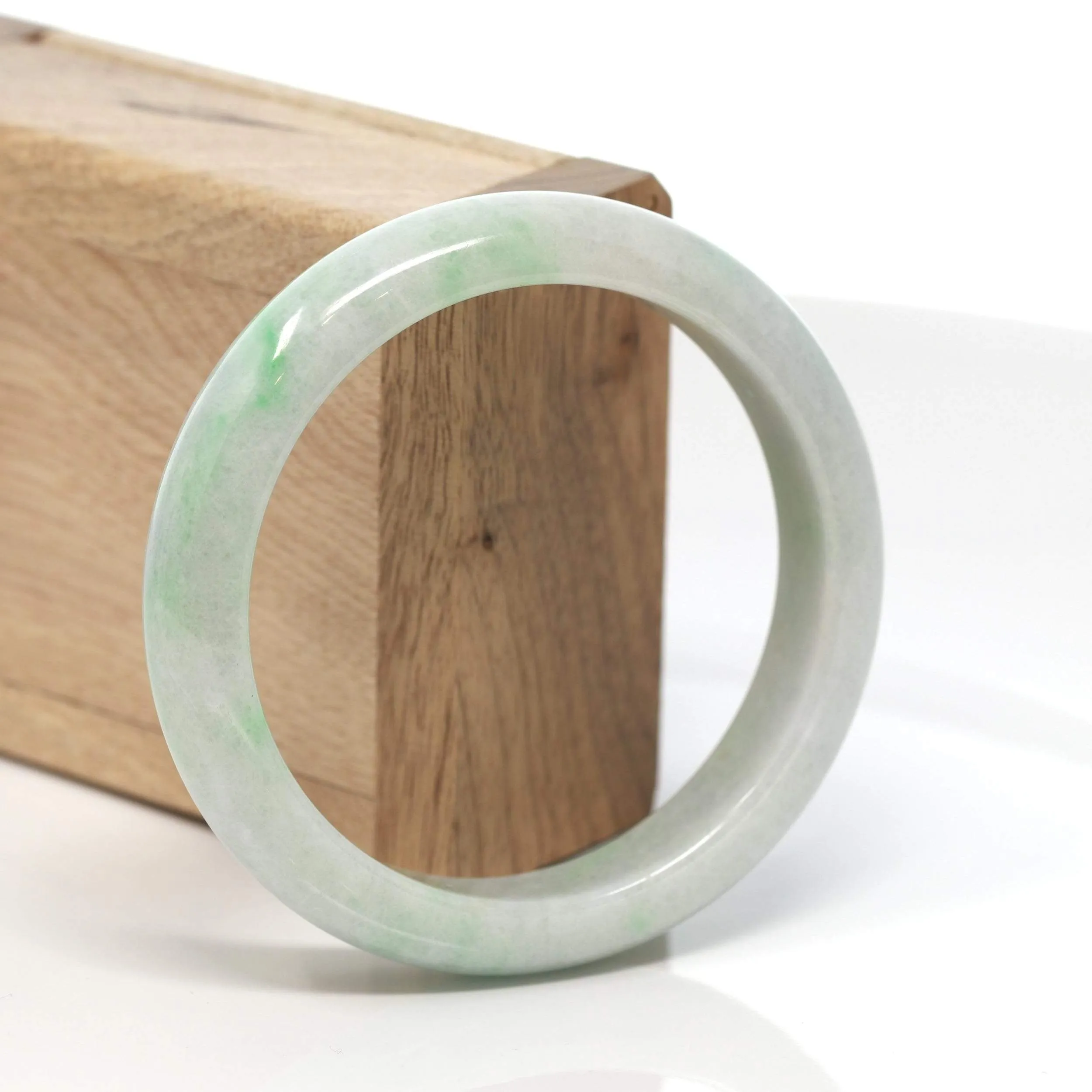 RealJade® "Classic Bangle" Genuine Burmese Green Jadeite Jade Bangle Bracelet (58.6 mm) #174