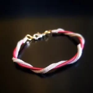 Red Harp String and Genuine Suede Clasp Style Bracelet
