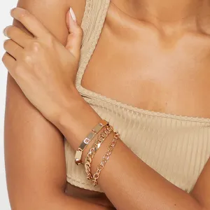 Retro Punk Geometric Chain Multilayer Bracelet