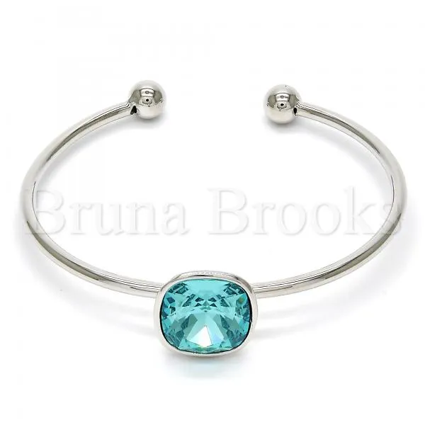 Rhodium Plated Individual Bangle, with Swarovski Crystals, Rhodium Tone