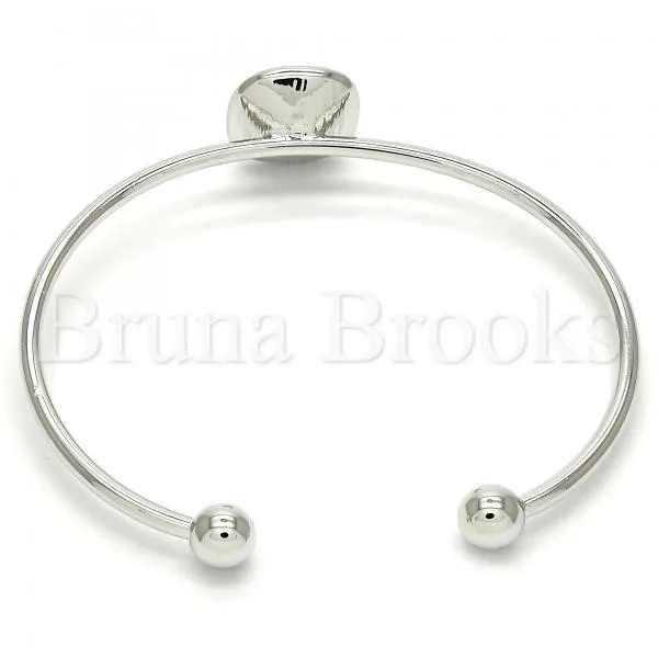Rhodium Plated Individual Bangle, with Swarovski Crystals, Rhodium Tone