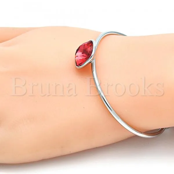 Rhodium Plated Individual Bangle, with Swarovski Crystals, Rhodium Tone