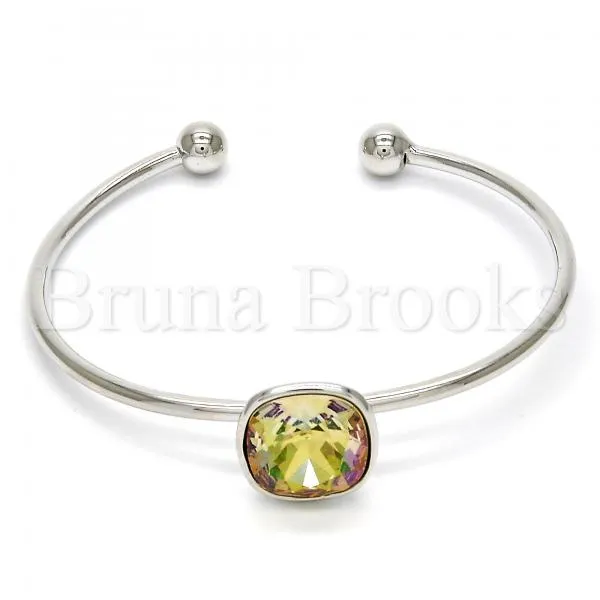 Rhodium Plated Individual Bangle, with Swarovski Crystals, Rhodium Tone