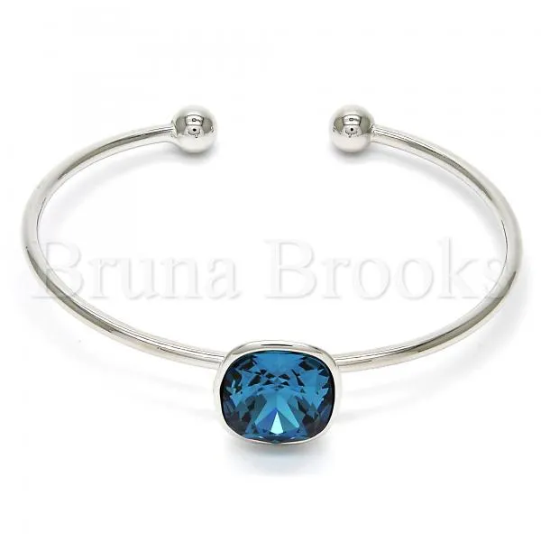 Rhodium Plated Individual Bangle, with Swarovski Crystals, Rhodium Tone