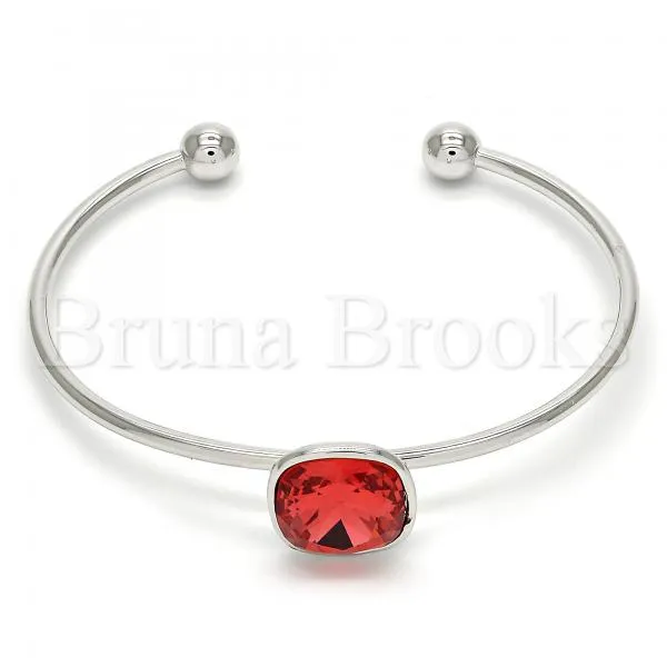 Rhodium Plated Individual Bangle, with Swarovski Crystals, Rhodium Tone