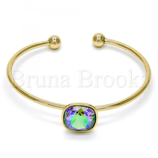 Rhodium Plated Individual Bangle, with Swarovski Crystals, Rhodium Tone