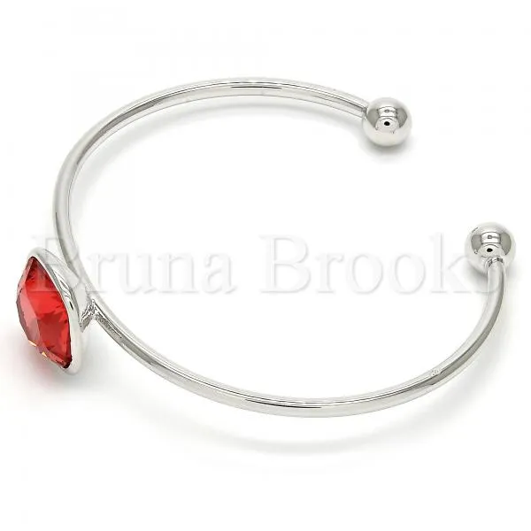Rhodium Plated Individual Bangle, with Swarovski Crystals, Rhodium Tone