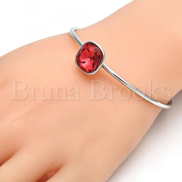 Rhodium Plated Individual Bangle, with Swarovski Crystals, Rhodium Tone