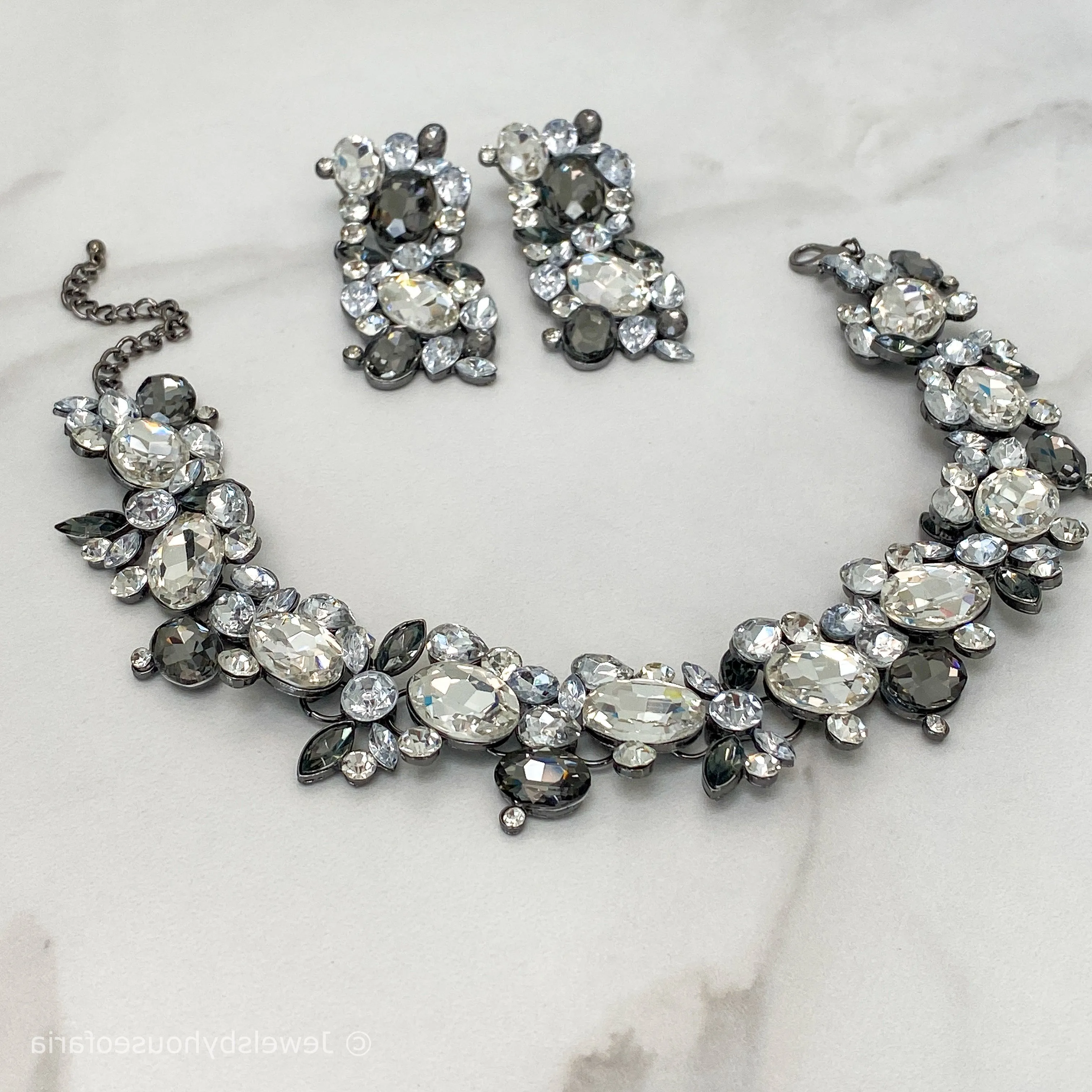 RIA Smokey Grey Choker Necklace Set