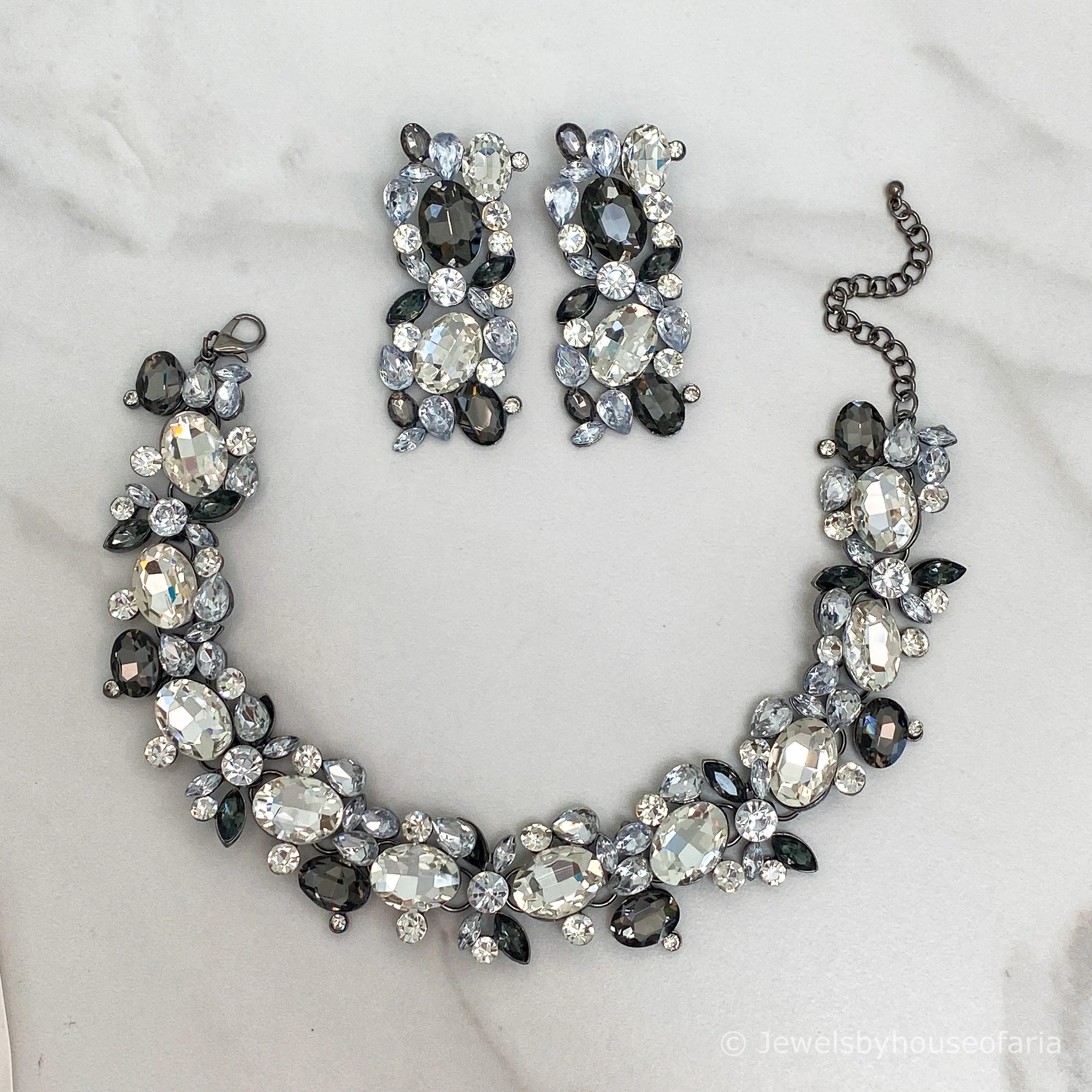 RIA Smokey Grey Choker Necklace Set