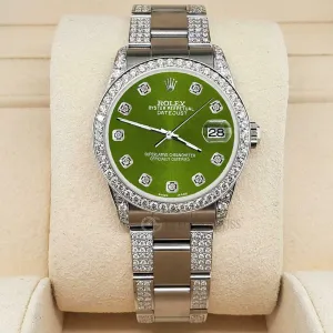 Rolex Datejust 31mm 3.5ct Diamond Bezel/Lugs/Bracelet/Royal Green Dial Watch TFJ-142508812