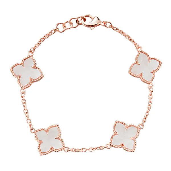 Rose Gold Clover Bracelet with Mother of Pearl