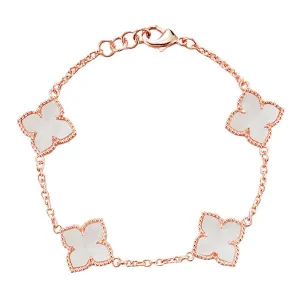Rose Gold Clover Bracelet with Mother of Pearl