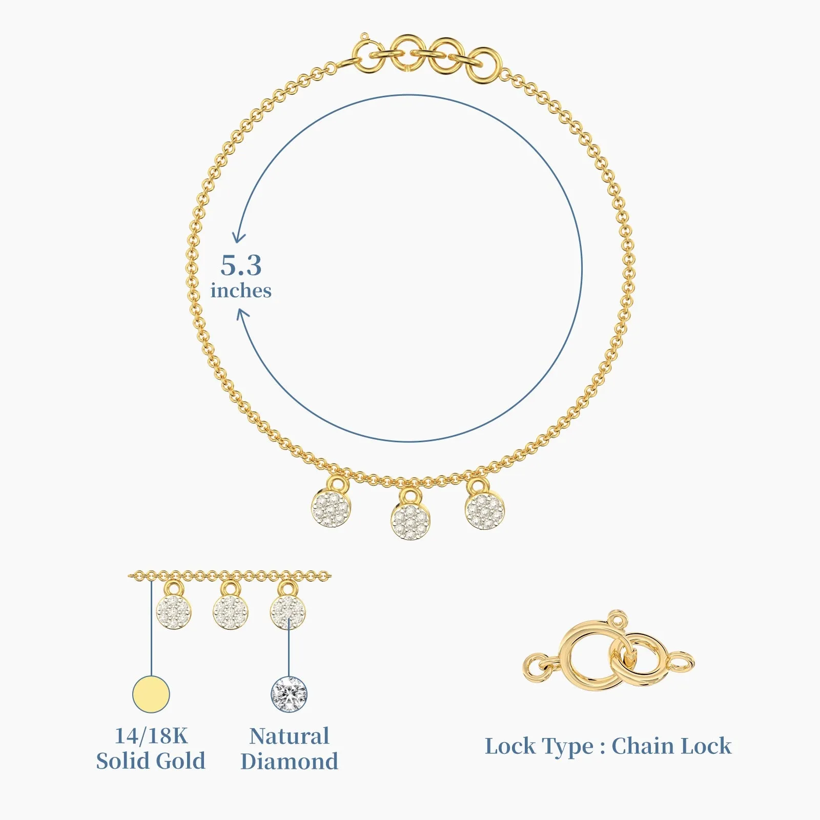 Round Charms Diamond Bracelet