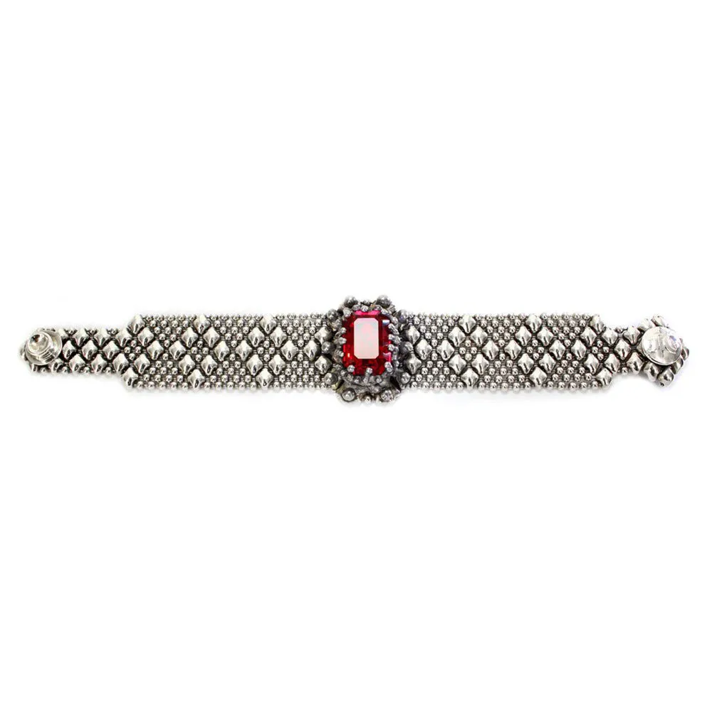 SG Liquid Metal RTB12-AS Antique Silver Bracelet with Swarovski Crystals by Sergio Gutierrez