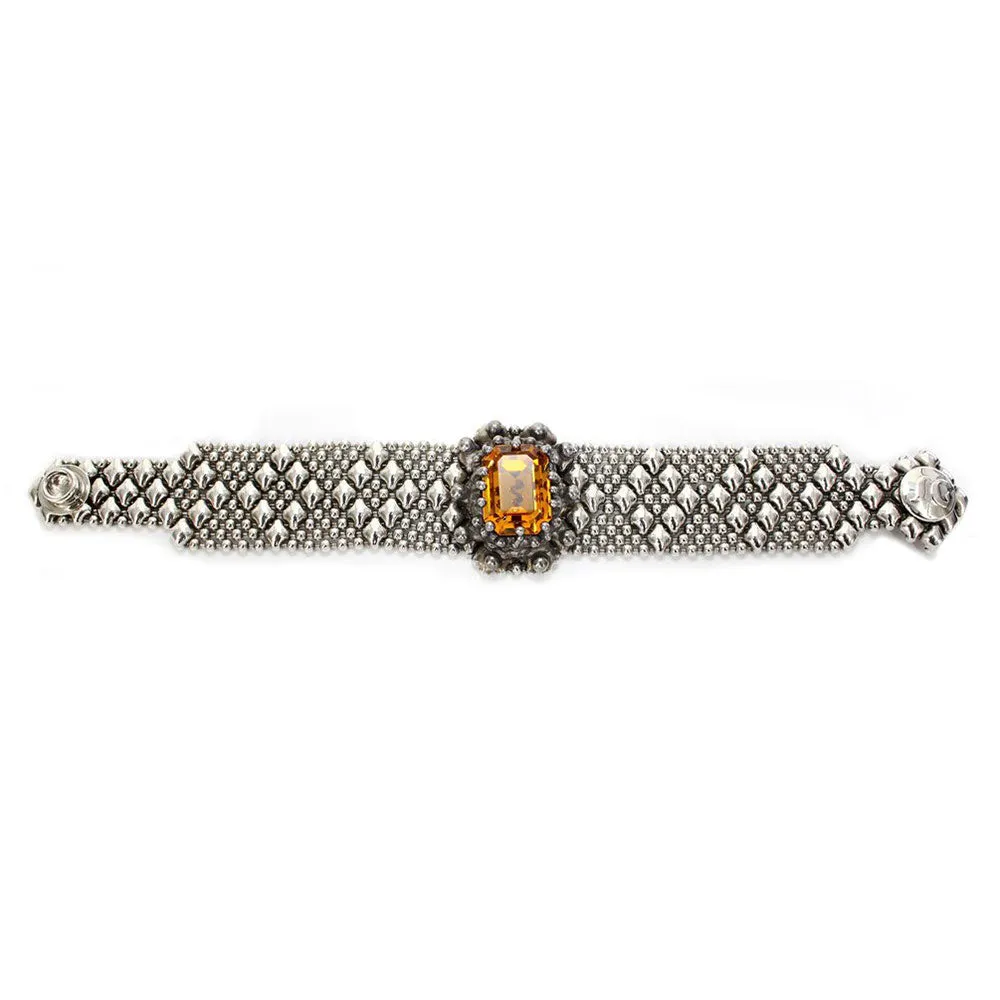 SG Liquid Metal RTB12-AS Antique Silver Bracelet with Swarovski Crystals by Sergio Gutierrez