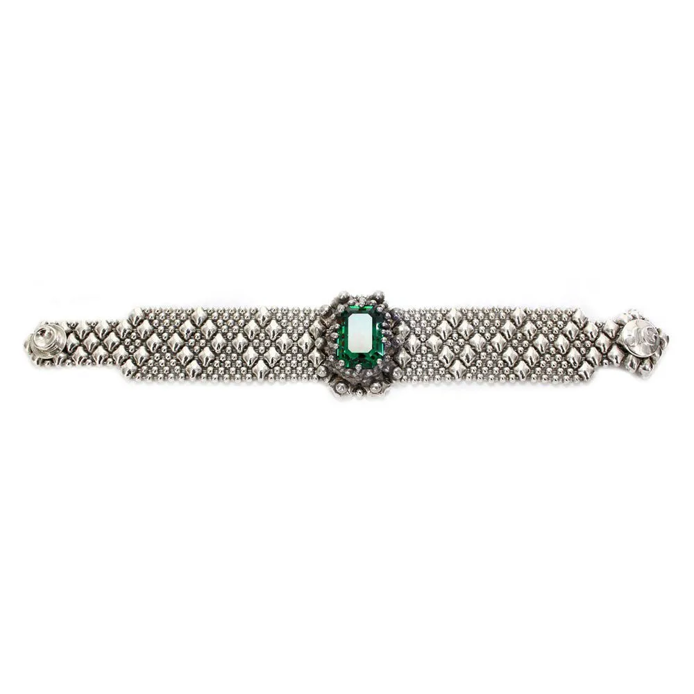 SG Liquid Metal RTB12-AS Antique Silver Bracelet with Swarovski Crystals by Sergio Gutierrez