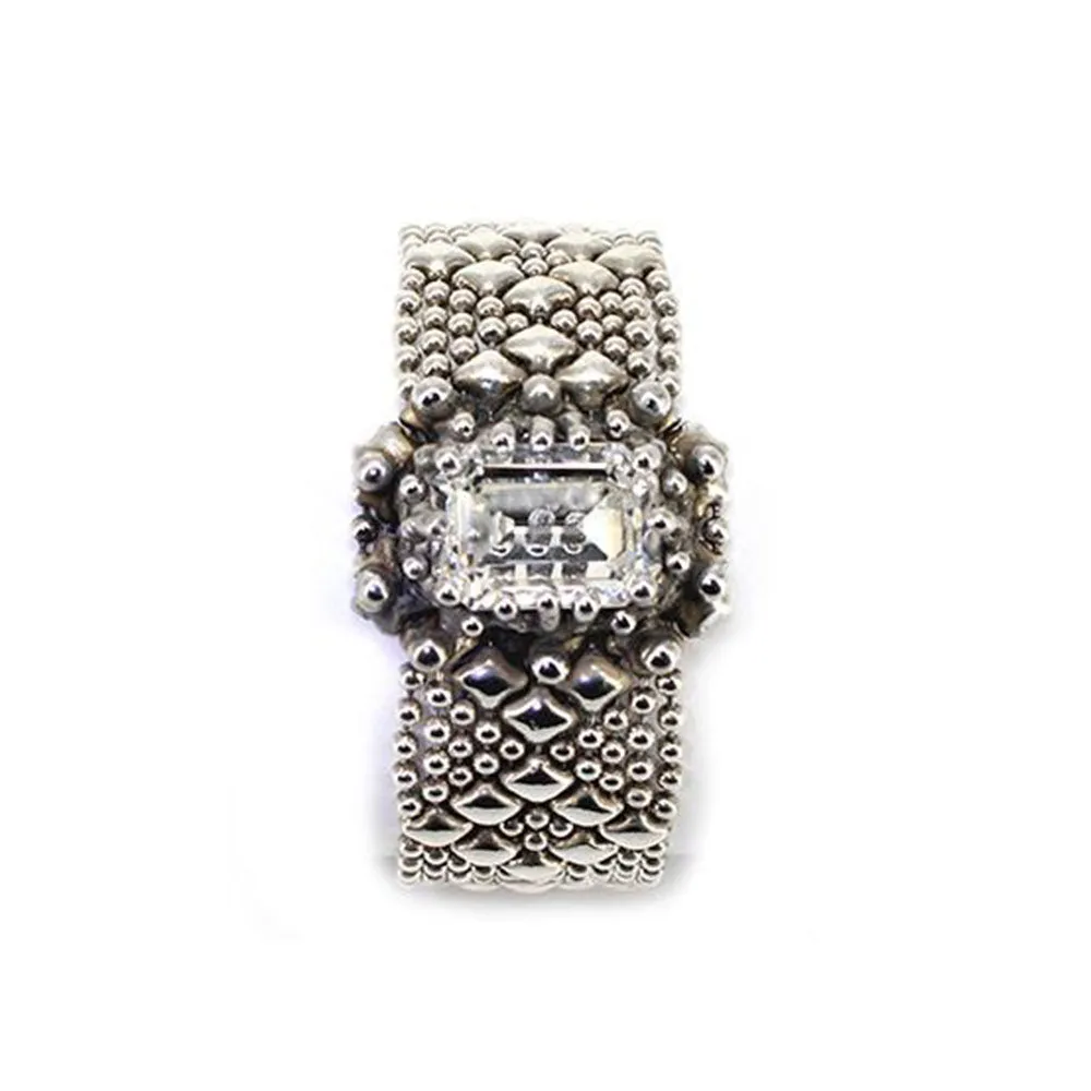SG Liquid Metal RTB12-AS Antique Silver Bracelet with Swarovski Crystals by Sergio Gutierrez