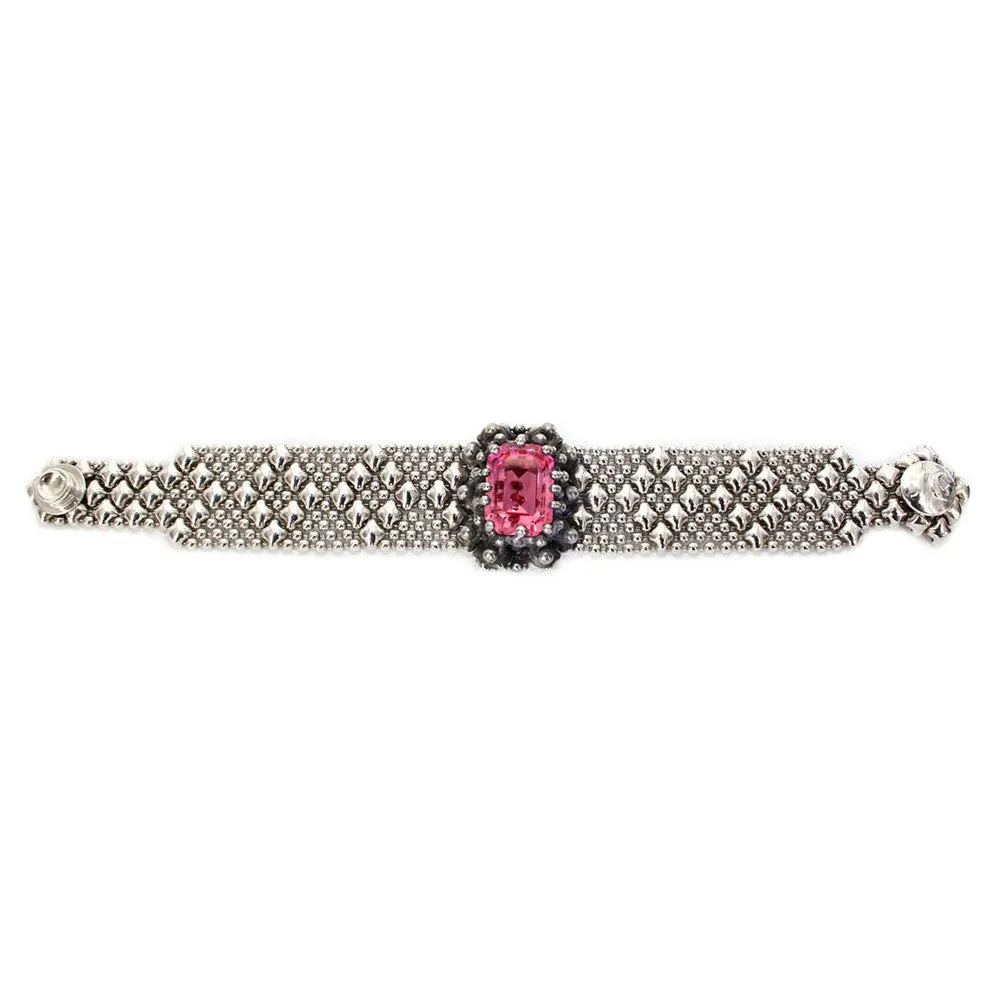 SG Liquid Metal RTB12-AS Antique Silver Bracelet with Swarovski Crystals by Sergio Gutierrez