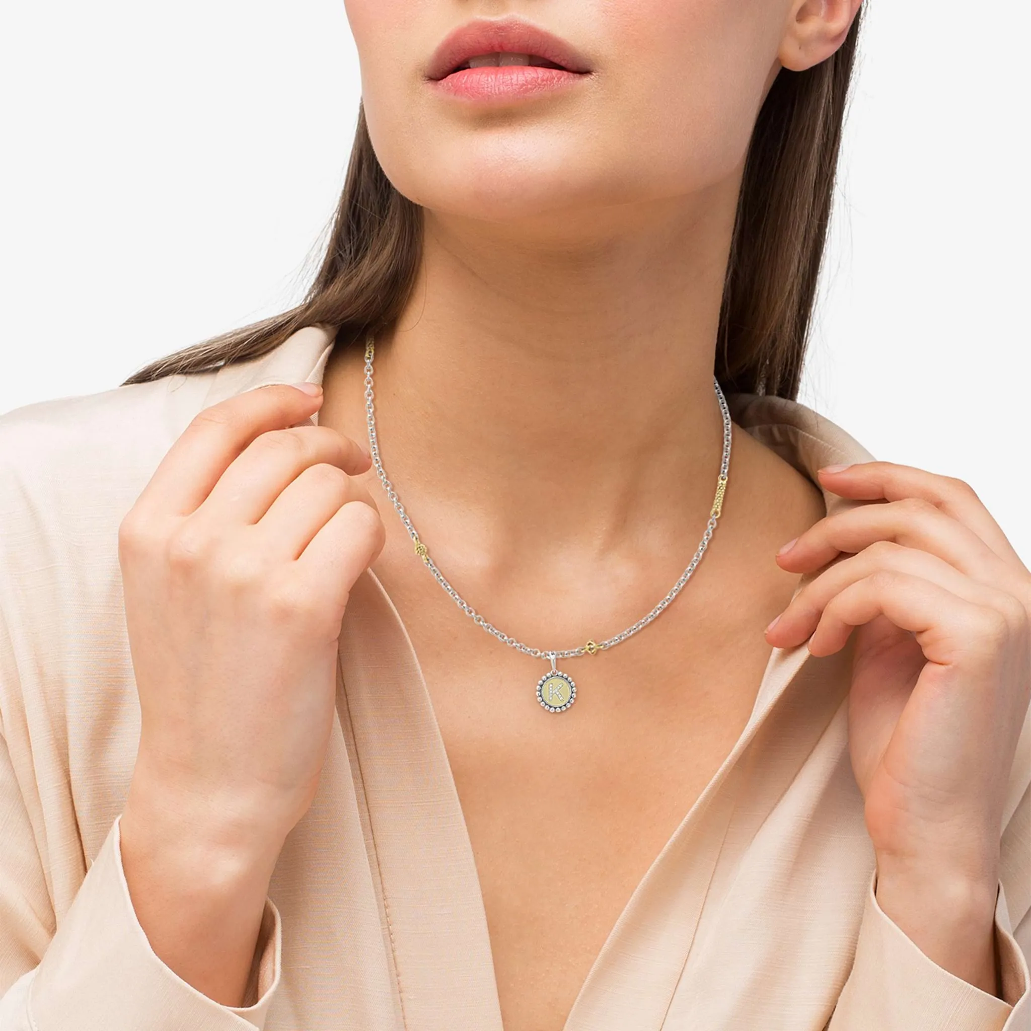 Signature Caviar K Initial Diamond Charm Necklace