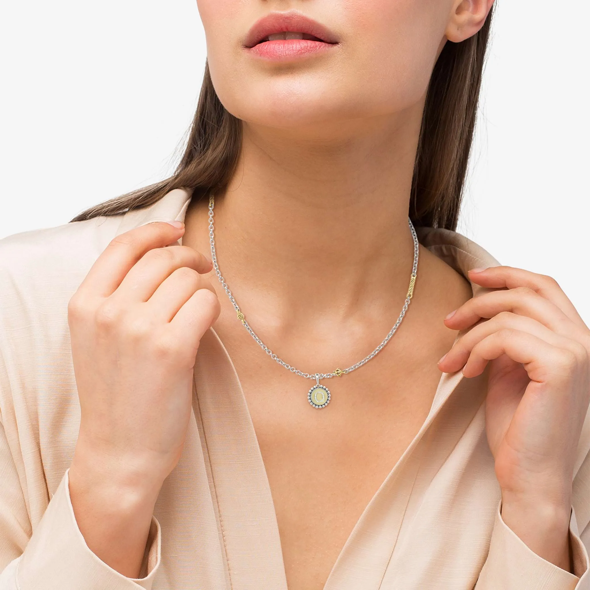 Signature Caviar Q Initial Diamond Charm Necklace
