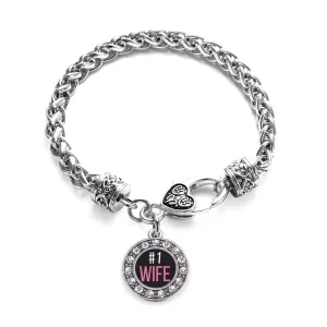 Silver #1 Wife Circle Charm Braided Bracelet