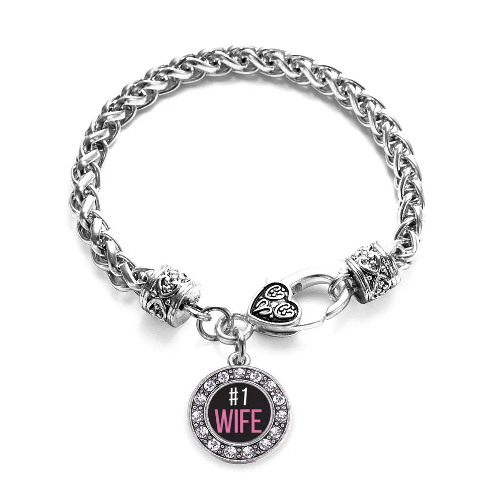 Silver #1 Wife Circle Charm Braided Bracelet