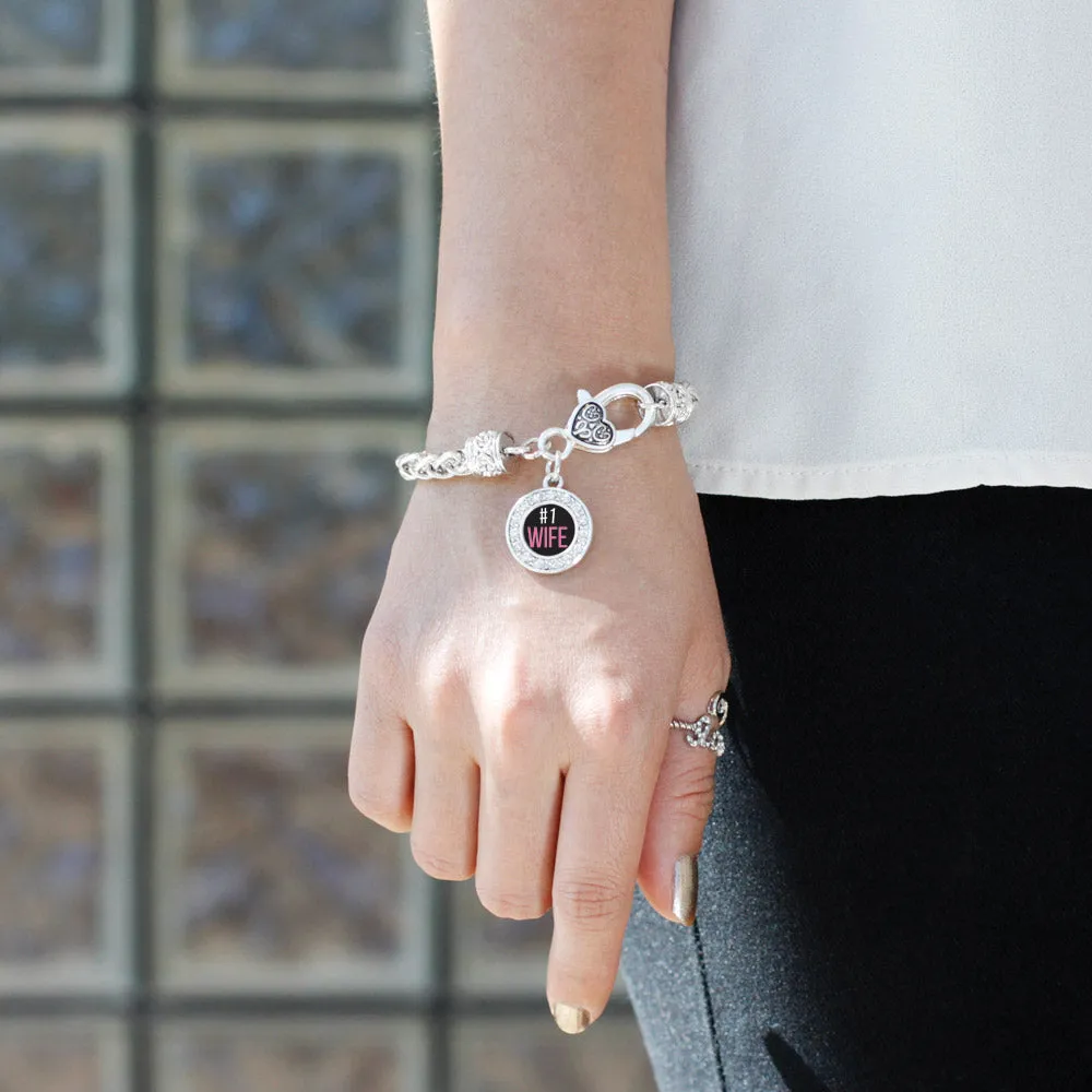 Silver #1 Wife Circle Charm Braided Bracelet