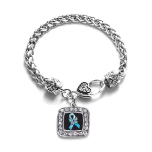 Silver Addiction Recovery Square Charm Braided Bracelet