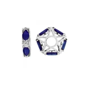 Silver & Sapphire Star Wheel Charm S046S