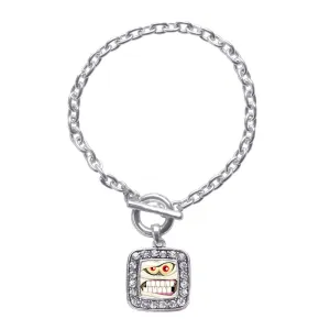 Silver Angry Mummy Square Charm Toggle Bracelet
