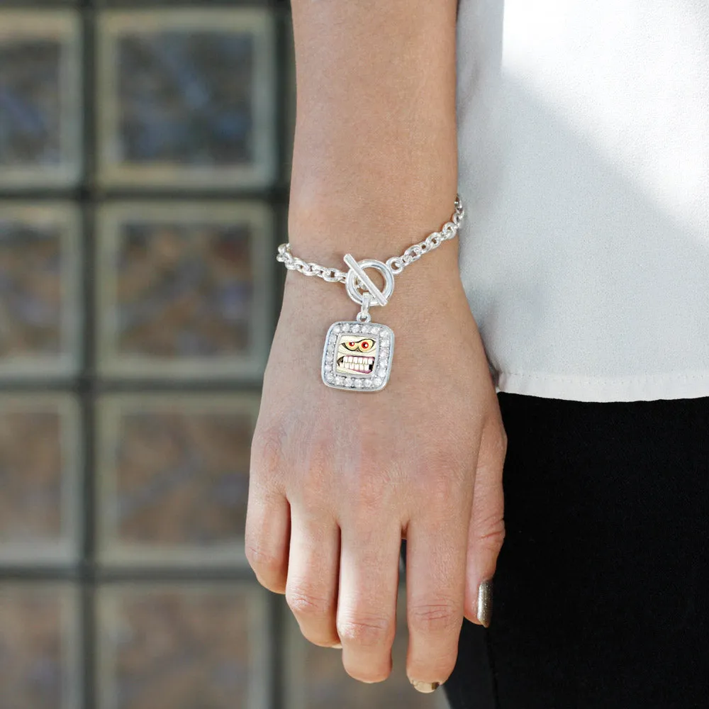 Silver Angry Mummy Square Charm Toggle Bracelet