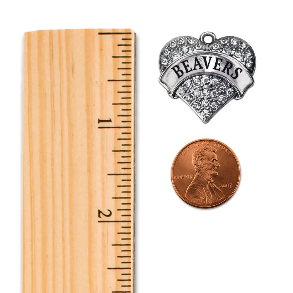 Silver Beavers Pave Heart Charm Toggle Bracelet