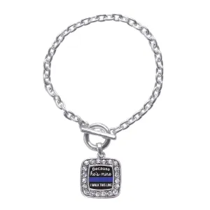 Silver Because He's Mine Square Charm Toggle Bracelet