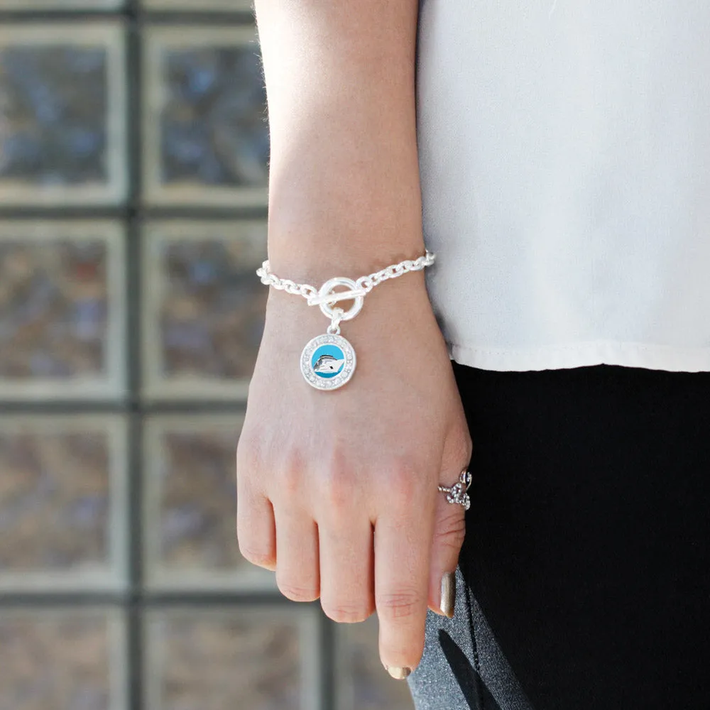 Silver Bon Voyage Cruise Circle Charm Toggle Bracelet