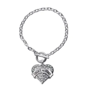 Silver Collect Memories Pave Heart Charm Toggle Bracelet