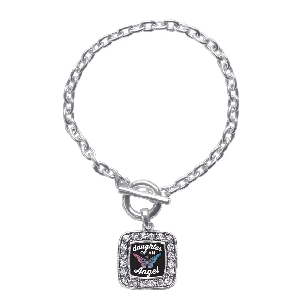 Silver Daughter Of An Angel Square Charm Toggle Bracelet