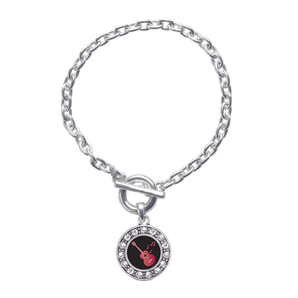 Silver Guitar Lovers Circle Charm Toggle Bracelet