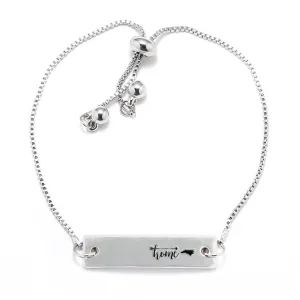 Silver Home is North Carolina Adjustable Bar Bracelet