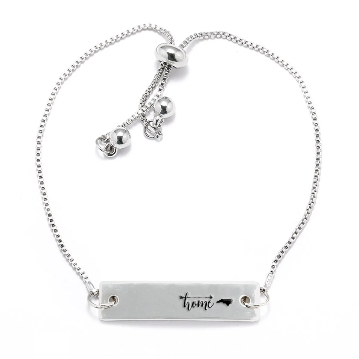 Silver Home is North Carolina Adjustable Bar Bracelet