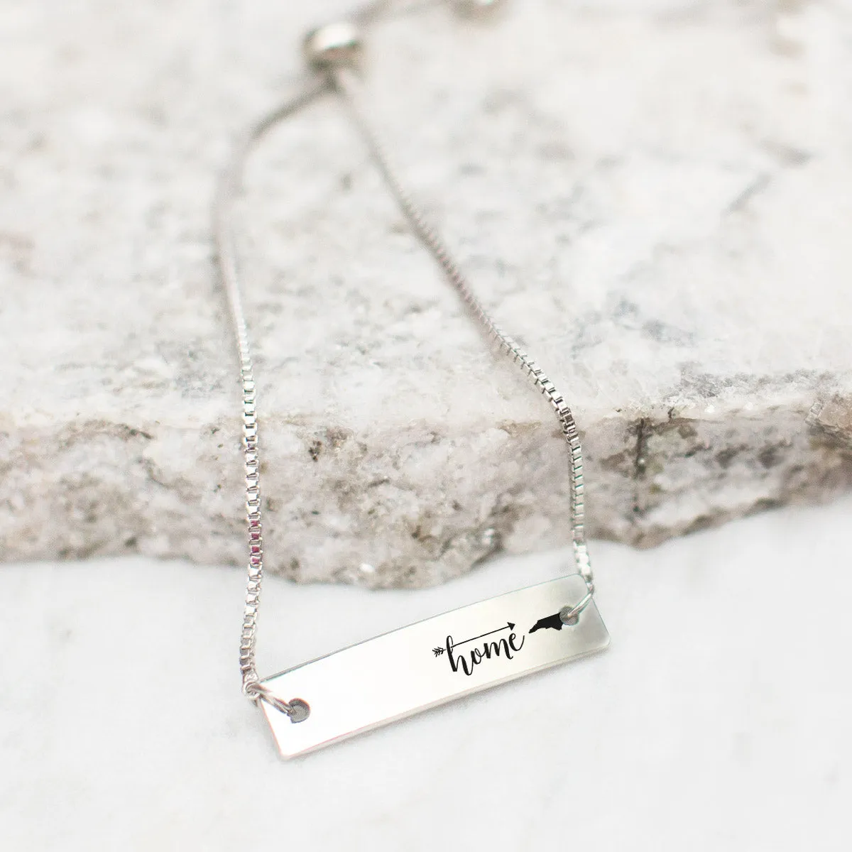 Silver Home is North Carolina Adjustable Bar Bracelet