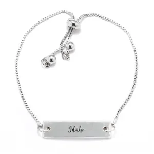 Silver Idaho Adjustable Bar Bracelet