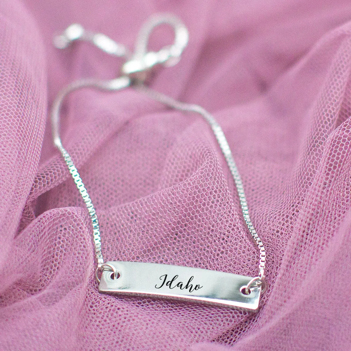 Silver Idaho Adjustable Bar Bracelet