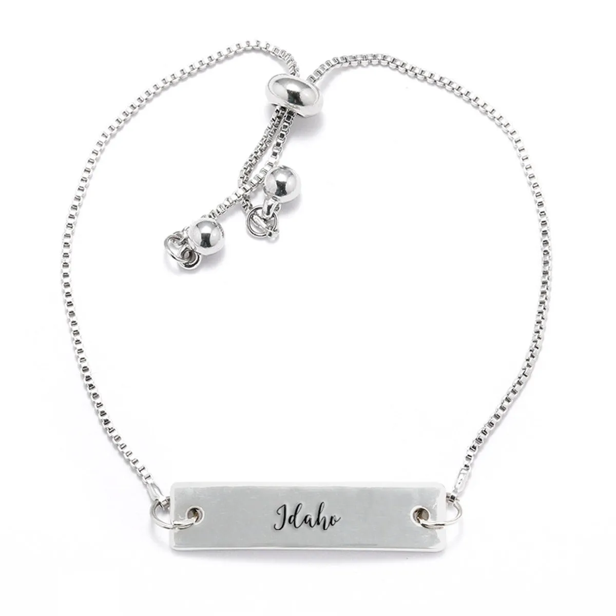 Silver Idaho Adjustable Bar Bracelet
